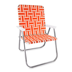 Buy a Classic Aluminum Lawn Chair, in Orange & White Stripe at The Surf Haberdashery