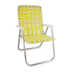 Buy a Classic Aluminum Lawn Chair, in Yellow & White Stripe at The Surf Haberdashery