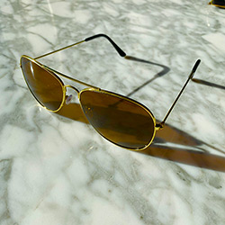 Buy Classic Aviator Sunglasses, in Amber & Brass at The Surf Haberdashery